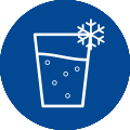 Ein Symbol eines Glas Wassers mit einem Schneeflocken-Symbol auf dem Rand, das darauf hinweist, dass das Wasser kalt oder gekühlt ist. Jakob Wassertechnik bietet innovative Wasserspenderlösungen für Unternehmen, die auf Qualität und Nachhaltigkeit setzen.